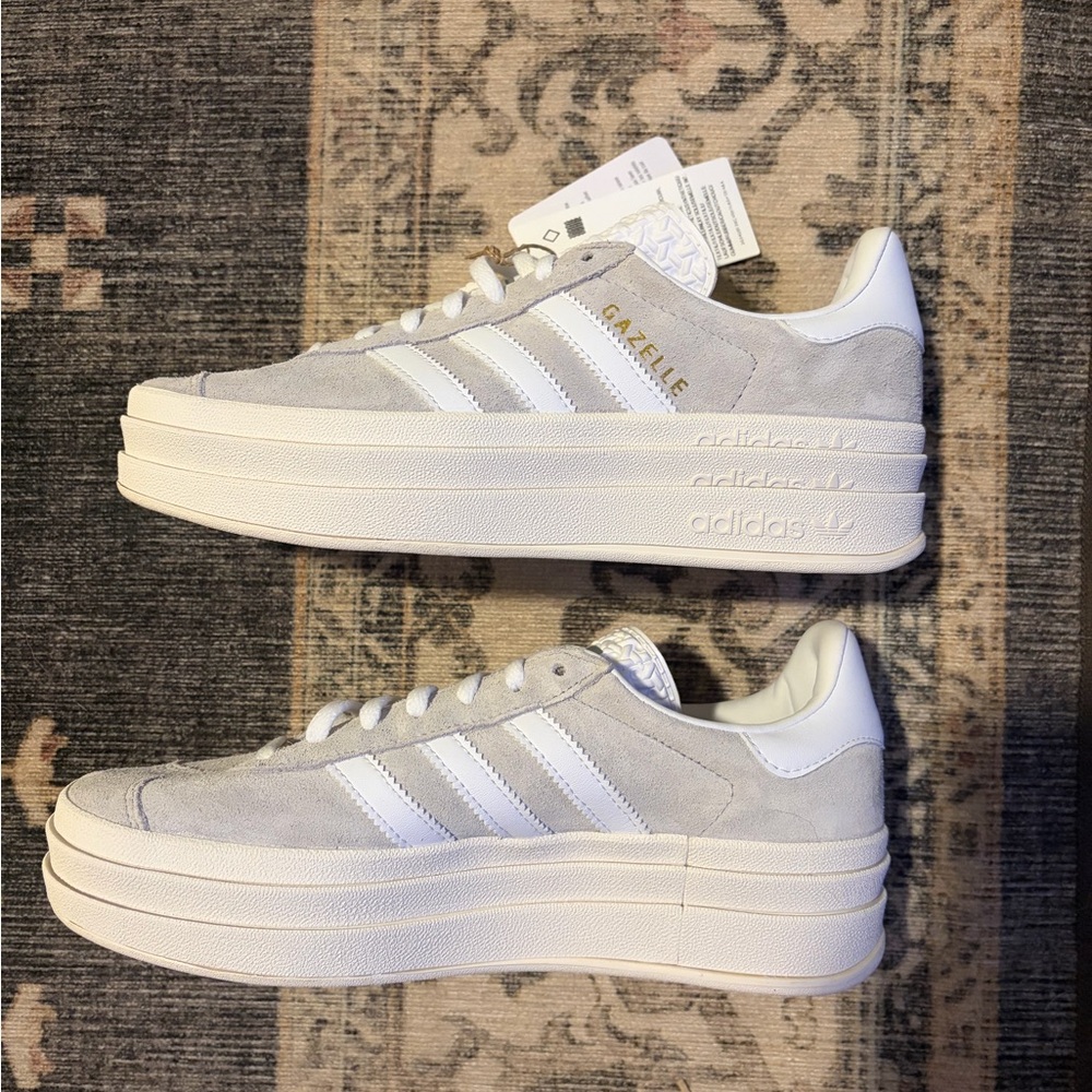 Adidas Women's Gazelle Platform Sneakers in Gray and White
